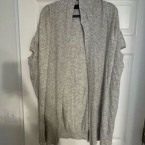 Gray Open Front Cardigan